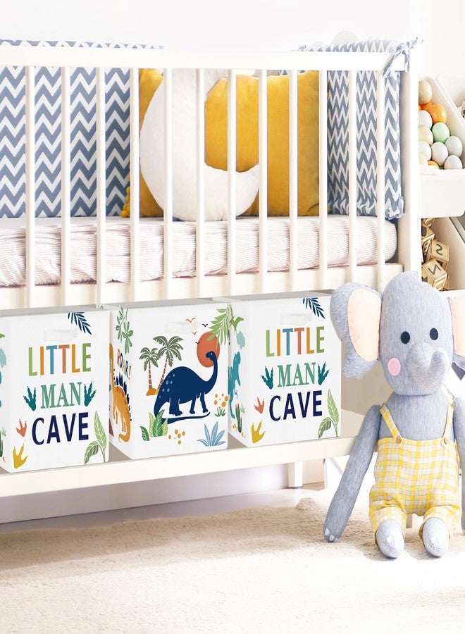 Clastyle 3 pcs Dinosaur Cube Storage Unit Boxes Volcano Kallax Box for Shelves Parents Storage Baskets for Book Clothes Toy Organizer, Palms, 11.8x11.8x11.8 in - Image 4